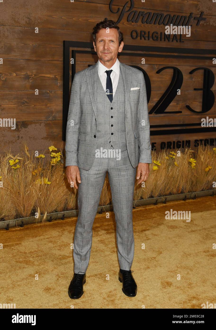 LOS ANGELES, CALIFORNIA - DECEMBER 02: Sebastian Roche attends the Los Angeles Premiere Of Paramount+'s '1923' at Hollywood American Legion on Decembe Stock Photo