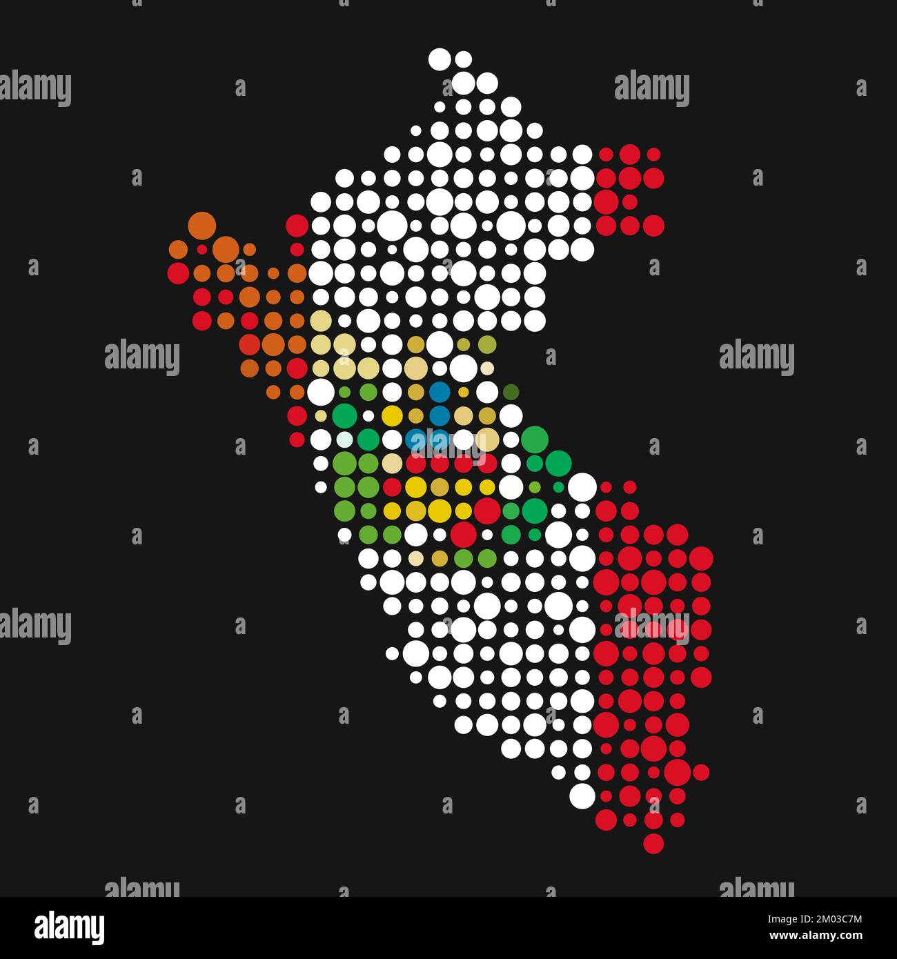 Peru Map Silhouette Pixelated generative pattern illustration Stock Vector
