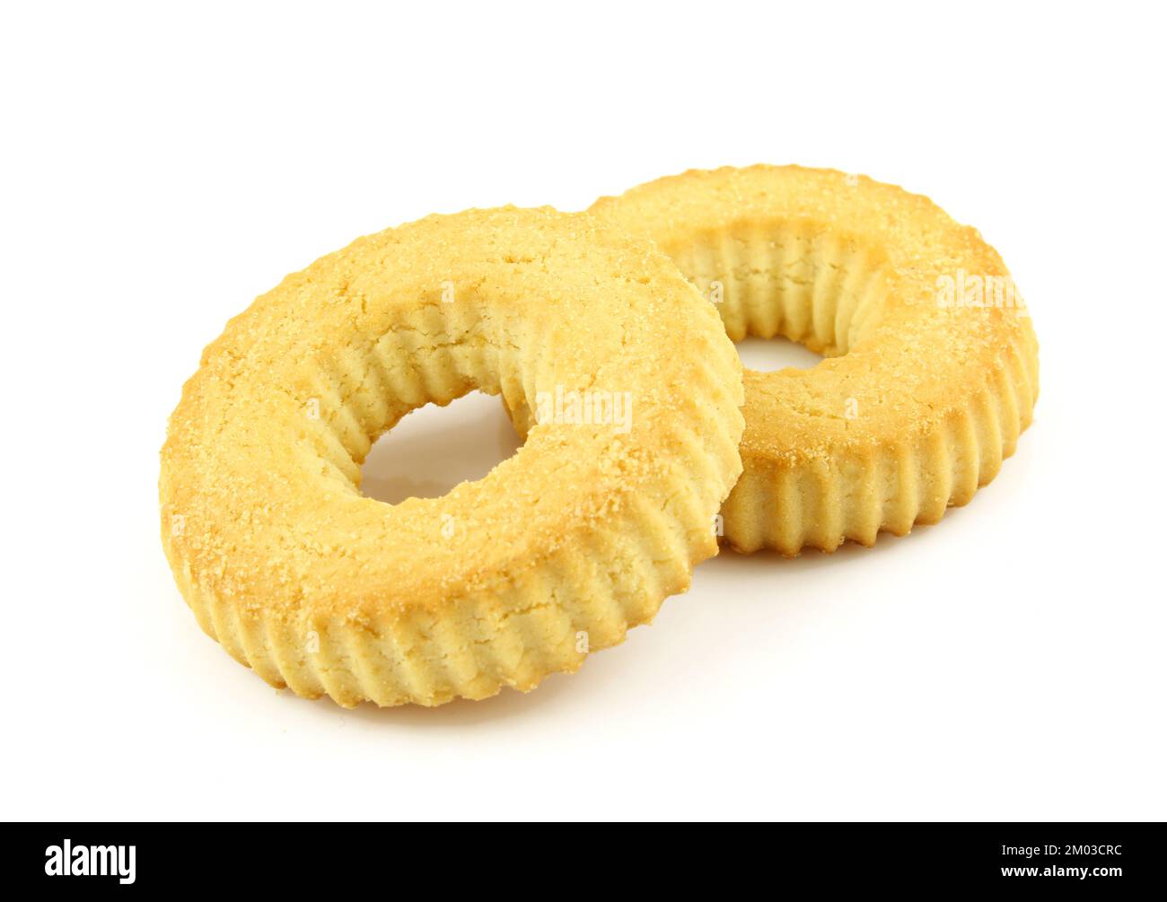 Two ring shaped tea cookies isolated on white background Stock Photo