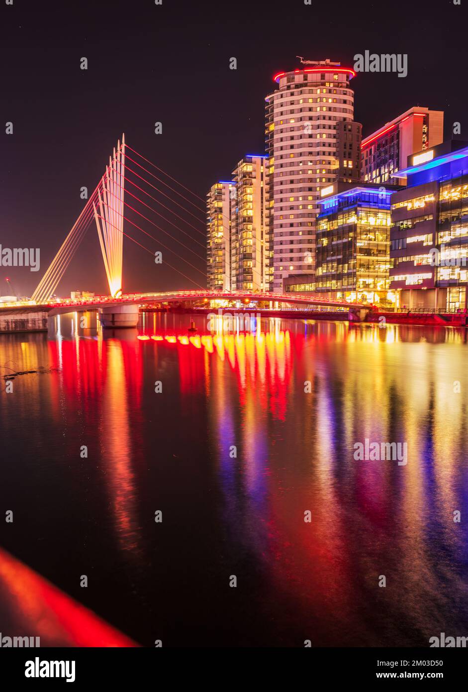 Media City Manchester during night England Stock Photo