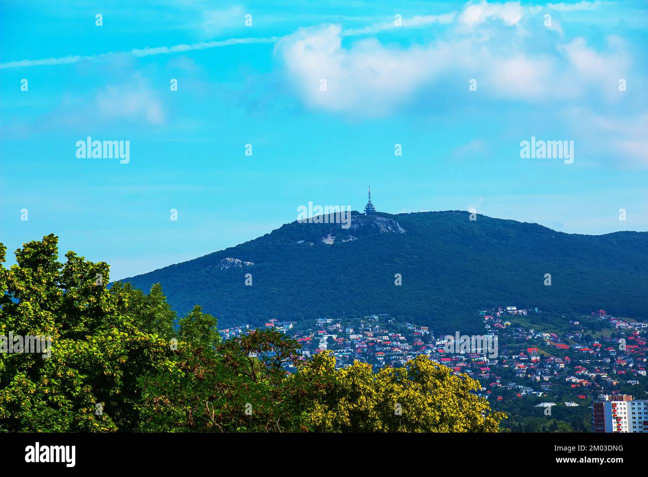 Calvary in the city of Nitra, Slovak Republic. Religious place. Cultural heritage. View of Mount Zobor. Stock Photo