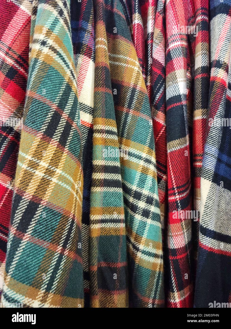 Closeup of flannel plaid fabric patterns Stock Photo Alamy