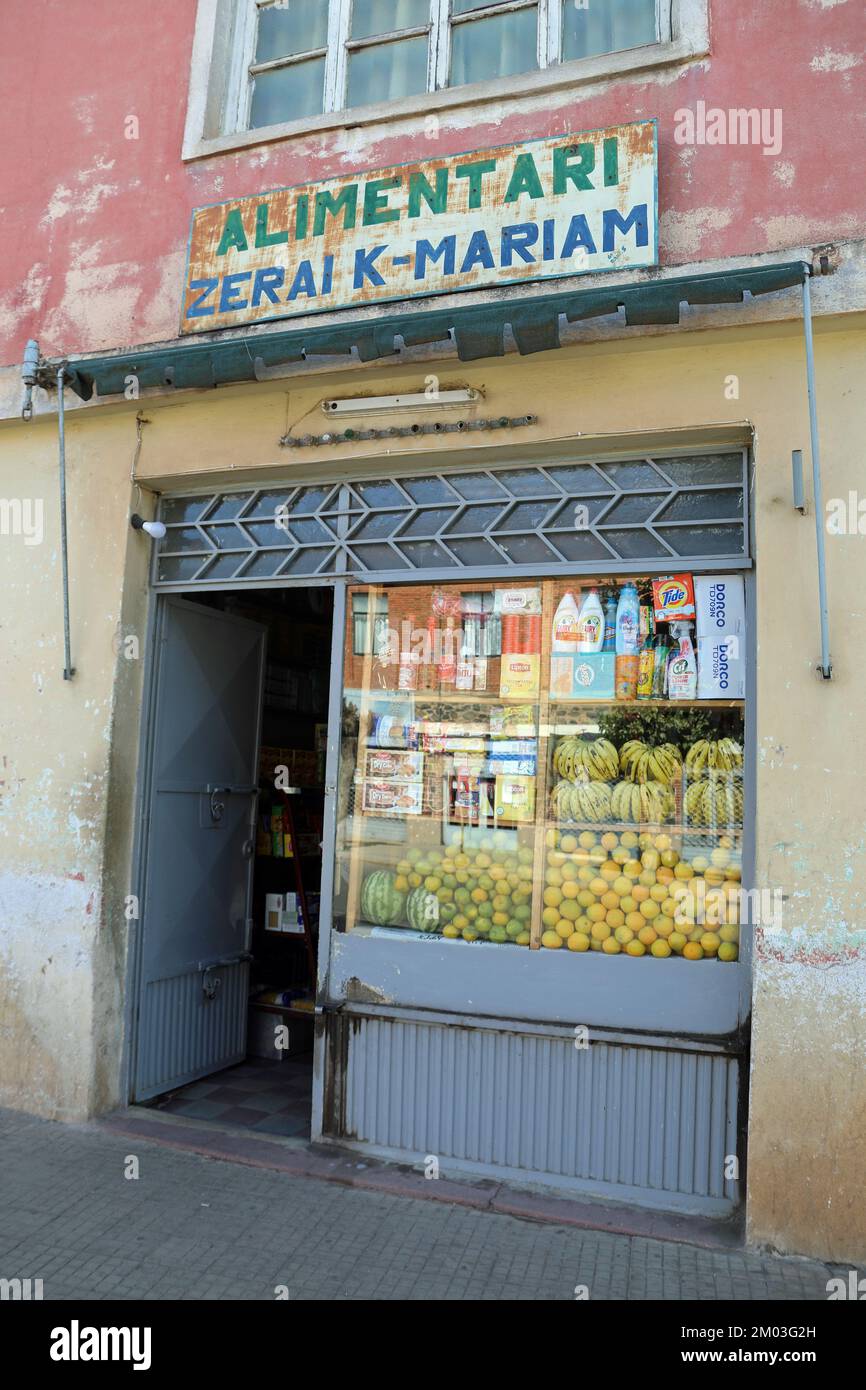 Food shop in Asmara Stock Photo