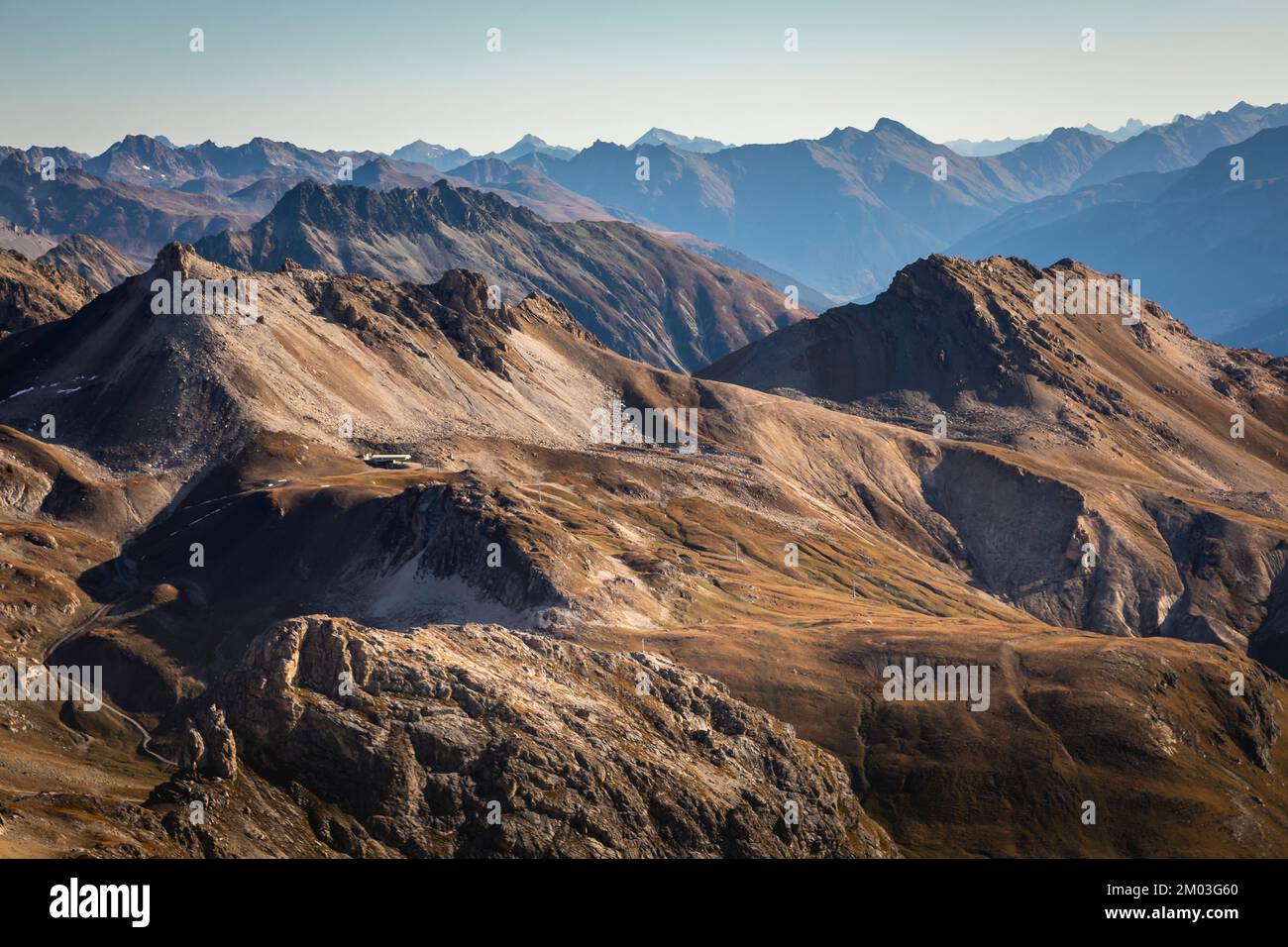 Dramatic landscape of swiss alps in upper Engadine, Graubunden, Switzerland Stock Photo