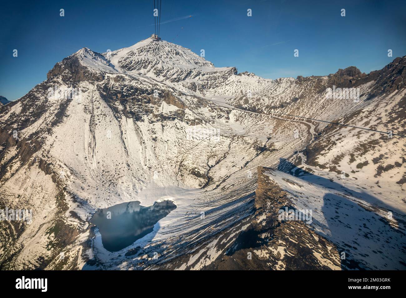 Top of the Schilthorn and view of Bernese Swiss alps, Switzerland Stock Photo