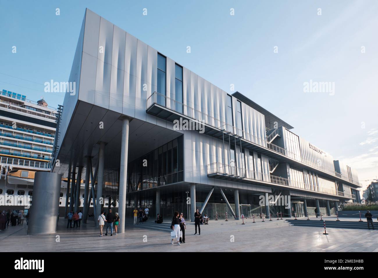 Istanbul, Turkey - October 1 2022: Facade details of Istanbul Modern contemporary art museum located in the Galataport. Designed by Renzo Piano, RPBW Stock Photo