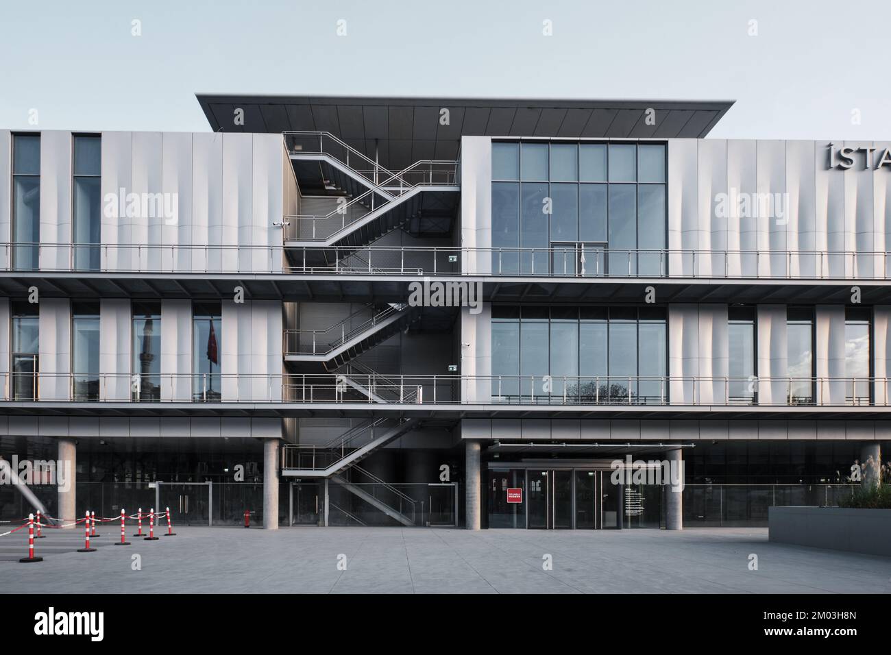 Istanbul, Turkey - October 1 2022: Facade details of Istanbul Modern contemporary art museum located in the Galataport. Designed by Renzo Piano, RPBW Stock Photo