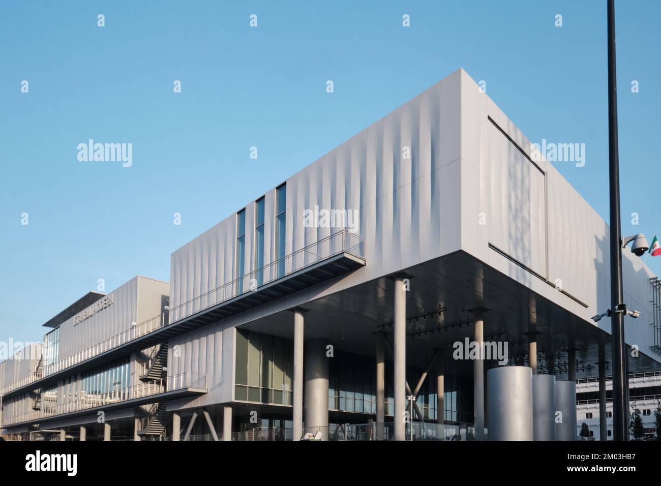 Istanbul, Turkey - October 1 2022: Facade details of Istanbul Modern contemporary art museum located in the Galataport. Designed by Renzo Piano, RPBW Stock Photo