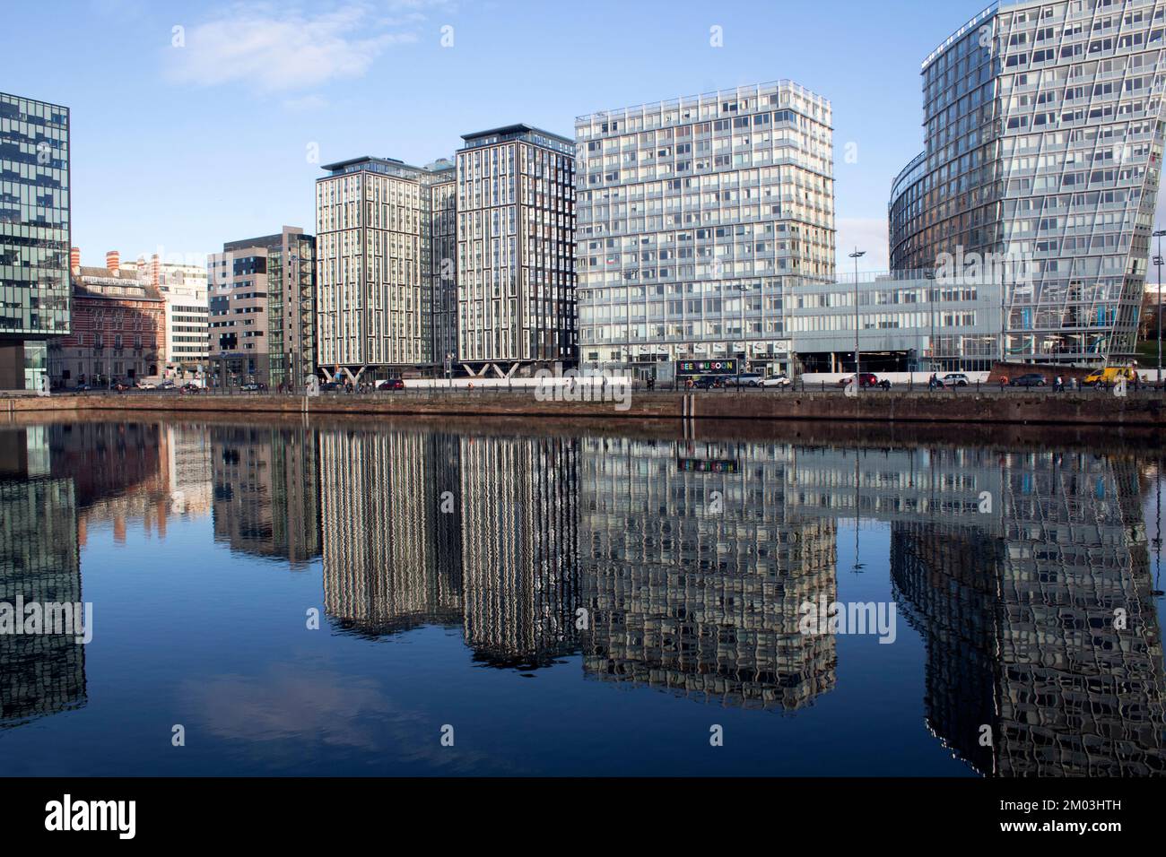 New residential and office blocks reflected in the water, the