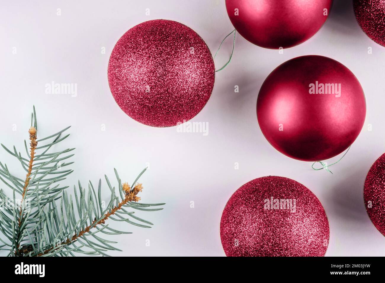 Color of the Year 2023 Viva Magenta. Trendy background of Christmas