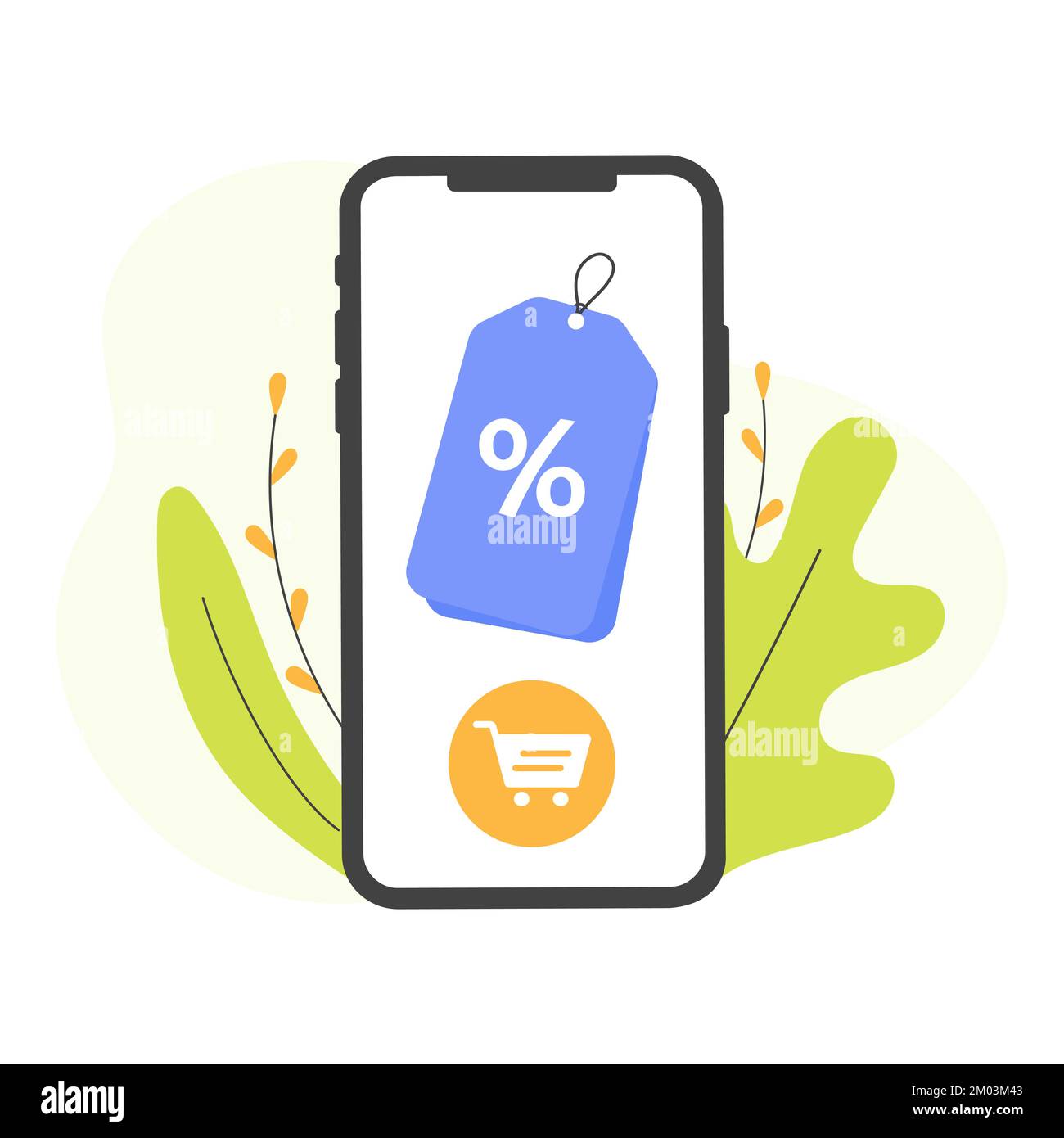 Phone with discount. Store special offers advertisement. Markdown