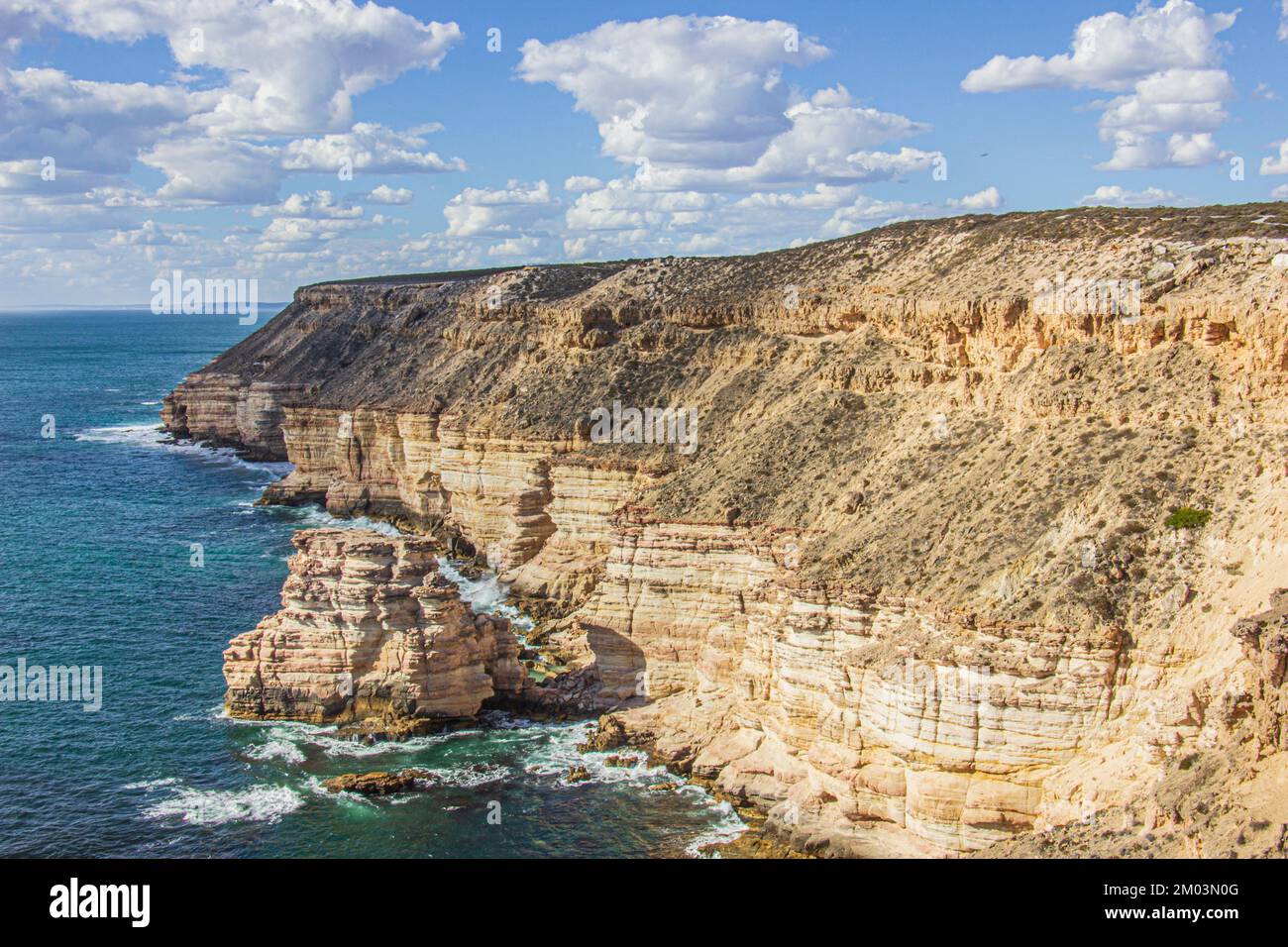 The view of Castle Cove with precarious coastal rock formation called