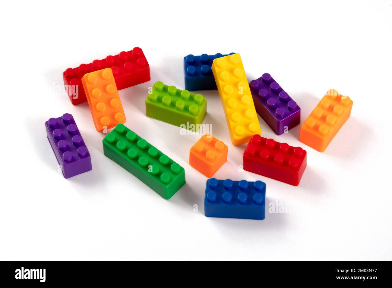 Colorful and isolated children plastic building blocks toy, isolated ...