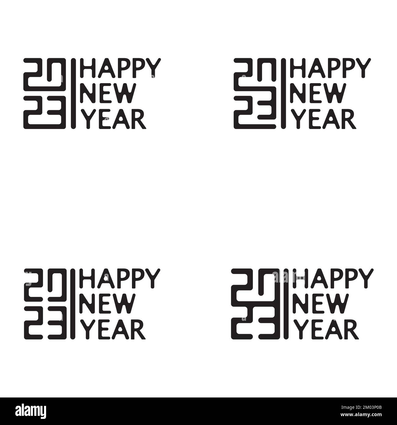 Happy New Year 2023 text design. Brochure design template, card, banner. Vector illustration. Stock Vector