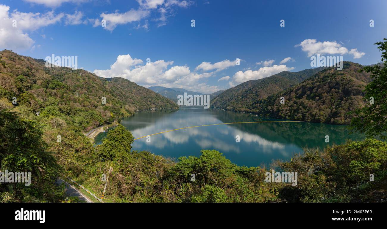 Sunny view of the Wushe Reservoir at Nantou, Taiwan Stock Photo