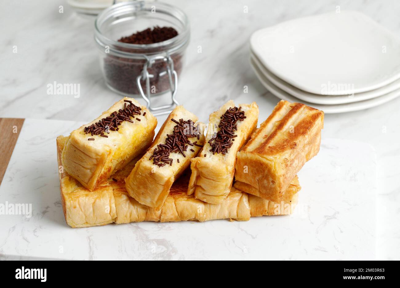 Roti Bakar Bandung, Roasted Bread with Chocolate Sprinkle. Popular ...