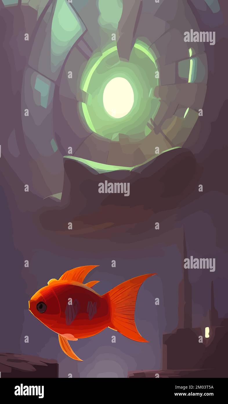 An orange fish swimming in the sea Stock Vector Image & Art Alamy