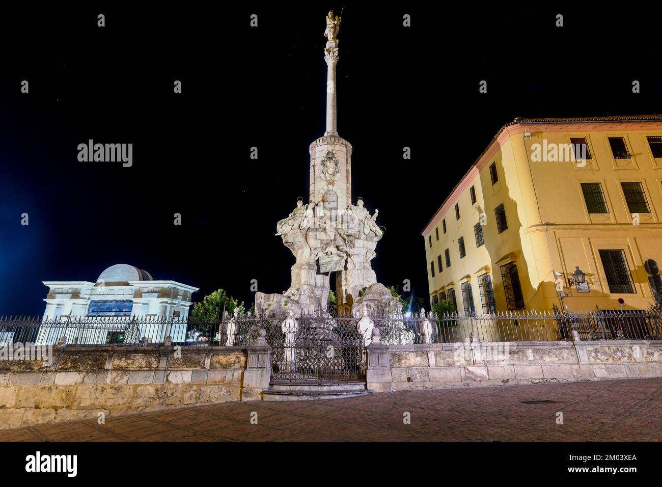 Baroque monument Triumph of St. Raphael (San Rafael) in Cordoba, Andalusia, Spain Stock Photo