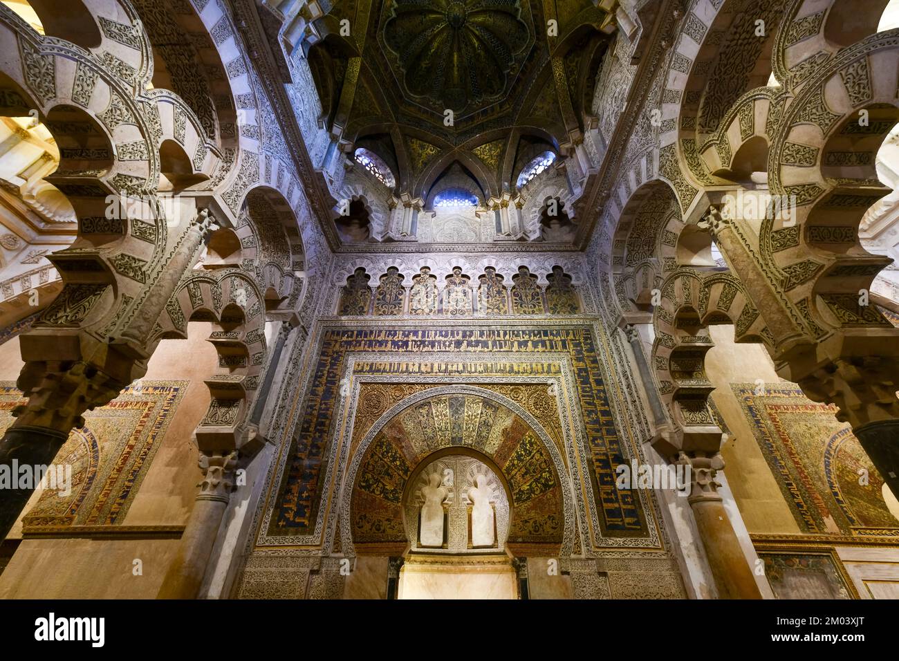 Cordoba, Spain - Nov 28, 2021: Mihrab of the Mezquita Cathedral. UNESCO World Heritage Site, popular tourist destination, fine example of 10th century Stock Photo