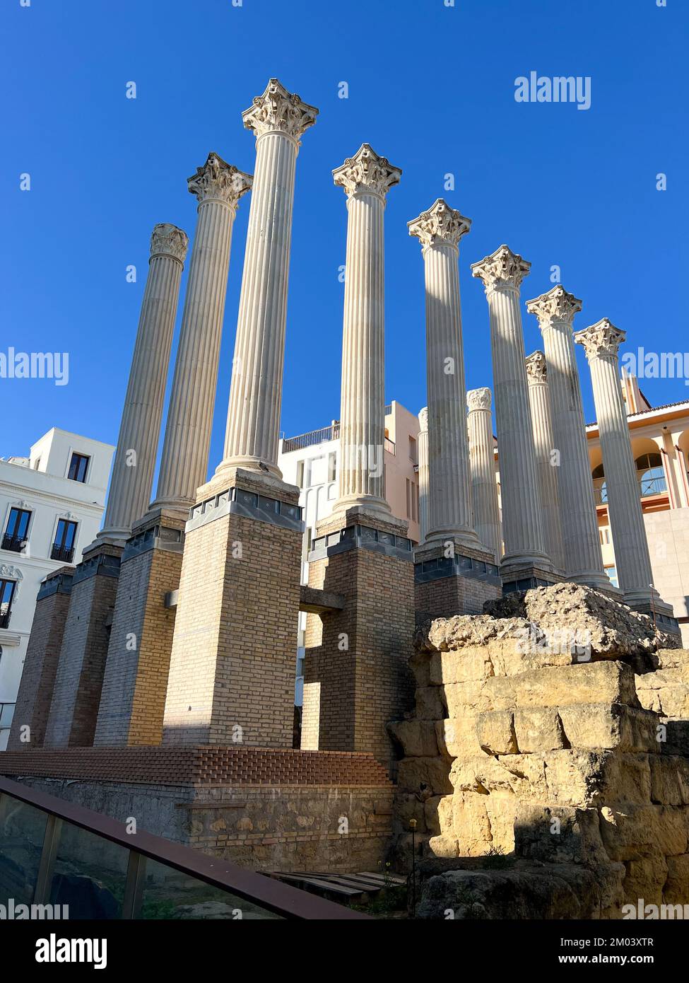 Ancient Roman temple 'Templo De Culto Imperial' in Cordoba, Andalusia, Spain. Stock Photo