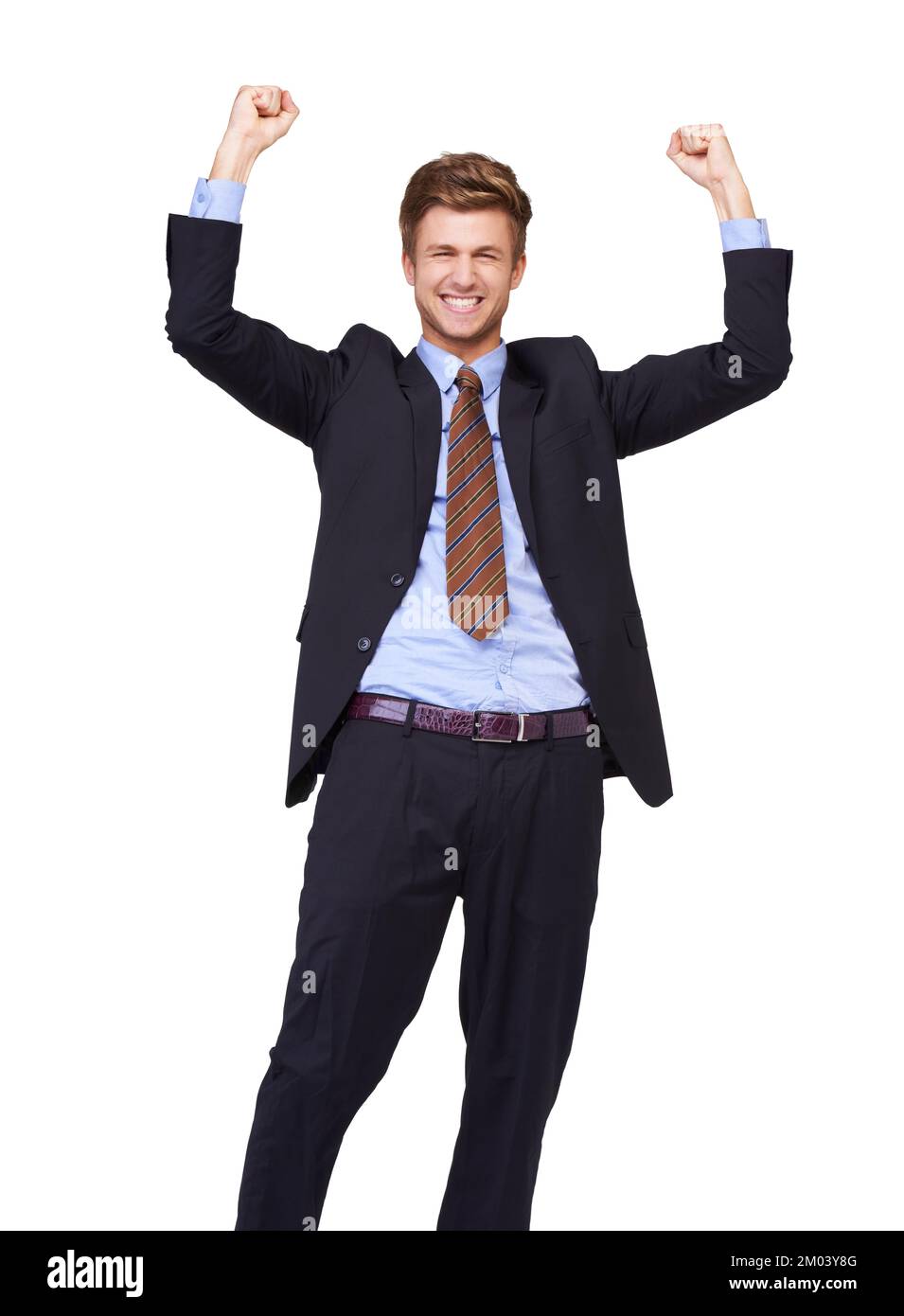 Success is my reward for hard work. Portrait of a handsome young business executive celebrating his success. Stock Photo