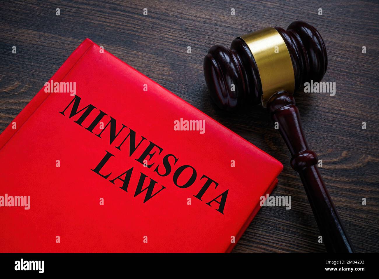 Book with Minnesota state law and gavel. Stock Photo