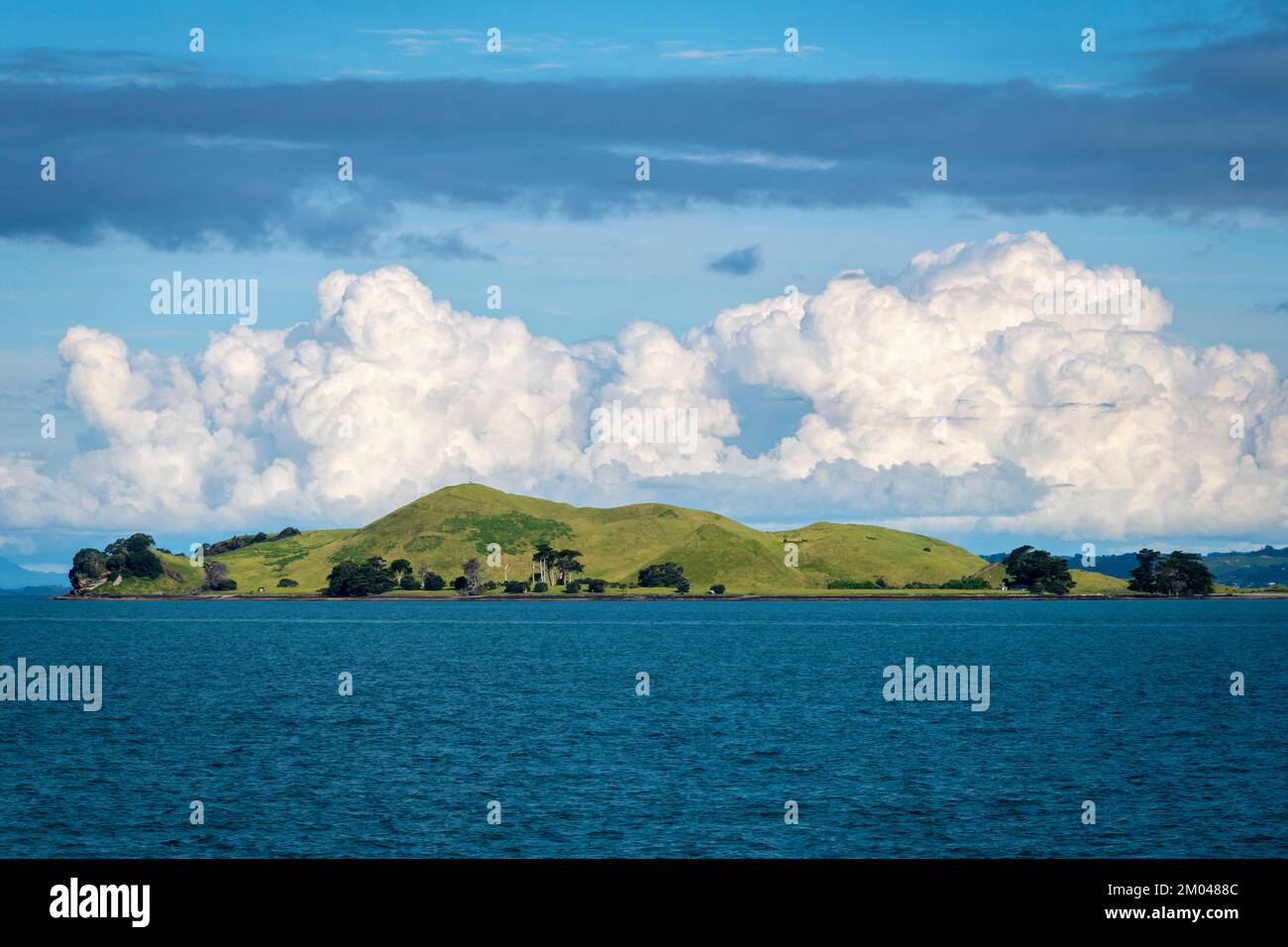 Cloud over Brown's Island, Auckland harbour, North Island, New Zealand