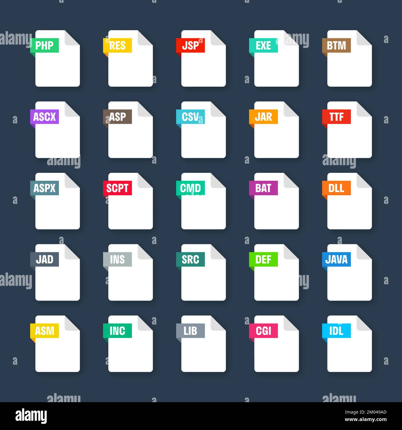Common system file formats. Document types and extensions. Flat style