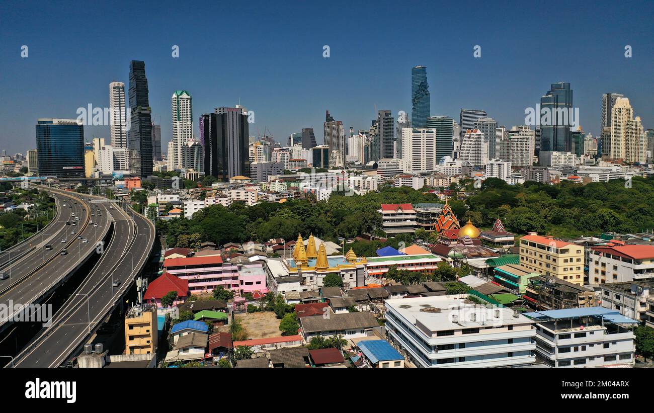 Aerial view Bangkok city downtown skyline of Thailand , Cityscape ...