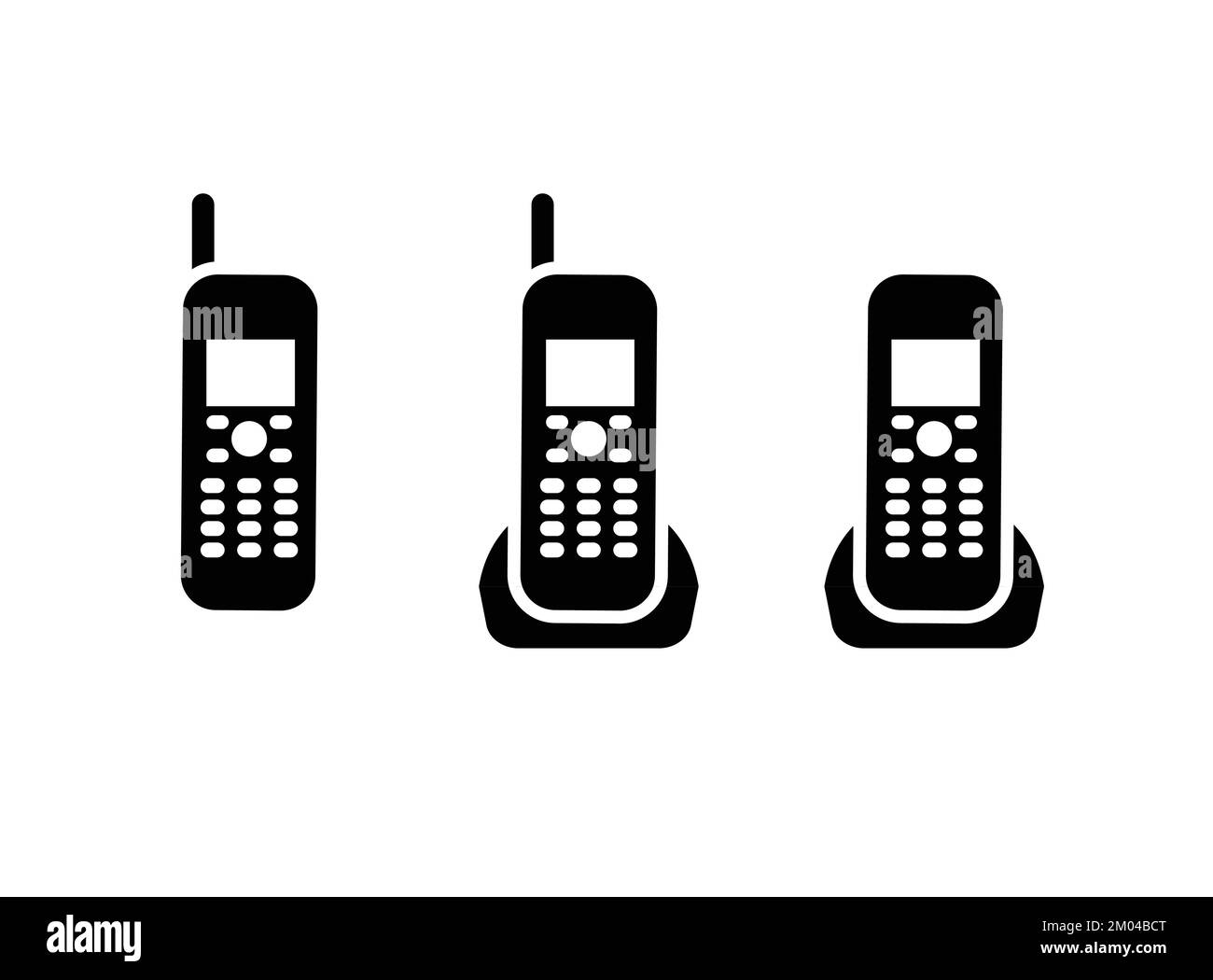 Vintage mobile phone or landline phone icon set vector pictogram Stock