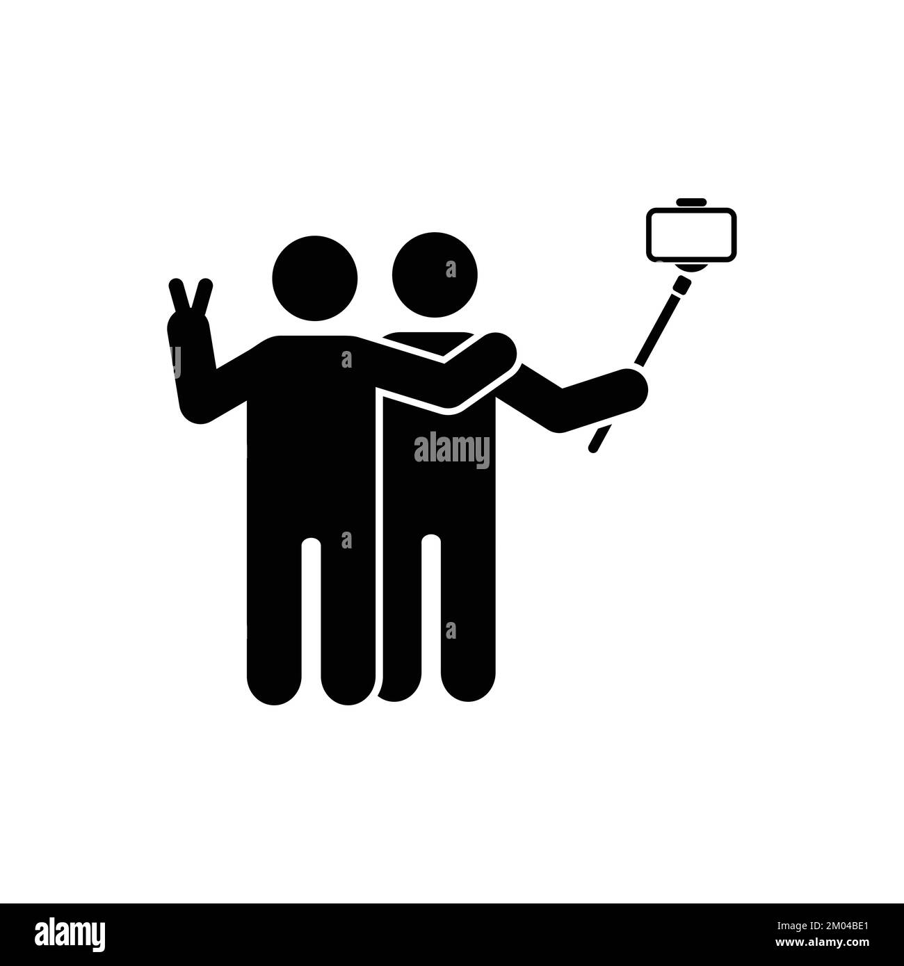 Two characters taking a selfie together icon vector. Friends taking