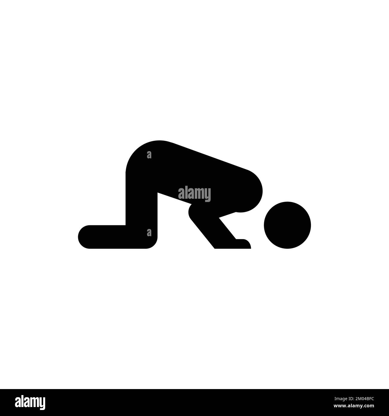 Prostration pose on knees character icon symbol vector. Religious muslim prayer pictogram. Stock Vector
