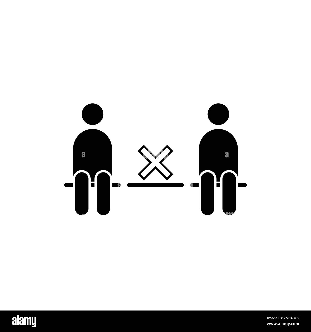 Don't use that seat do not sit sign virus icon vector symbol. Coronavirus safety measures. Maintain social distance between seats. Stock Vector