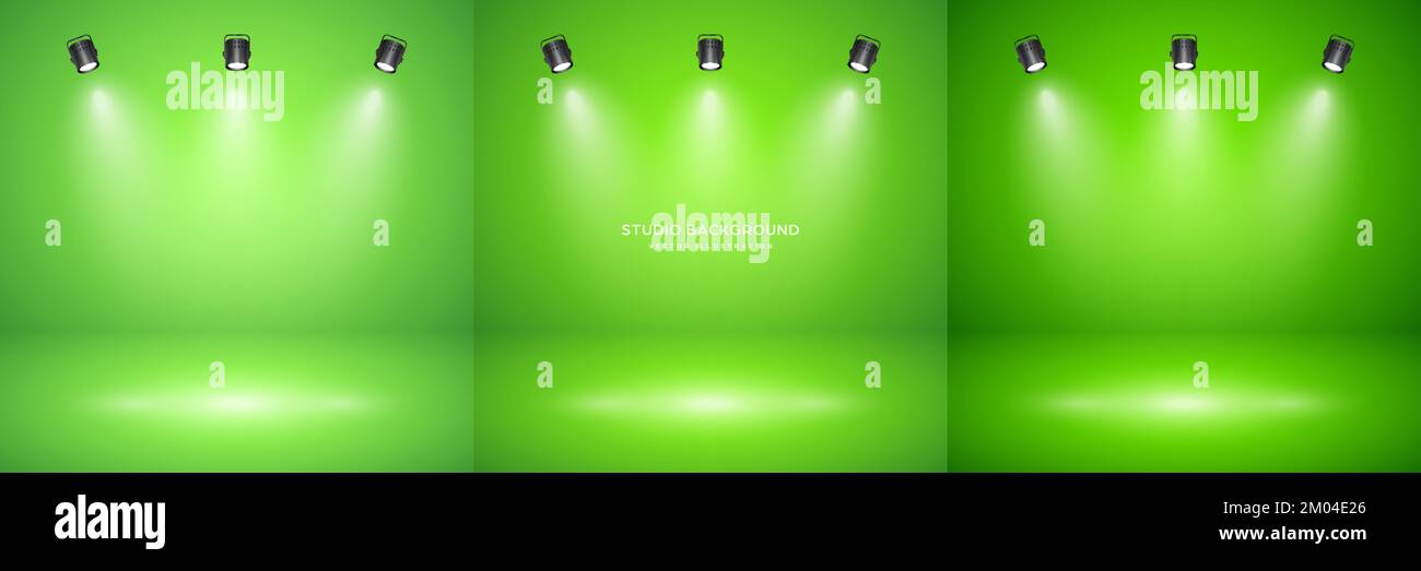 Empty green studio abstract backgrounds with spotlight effect. Product