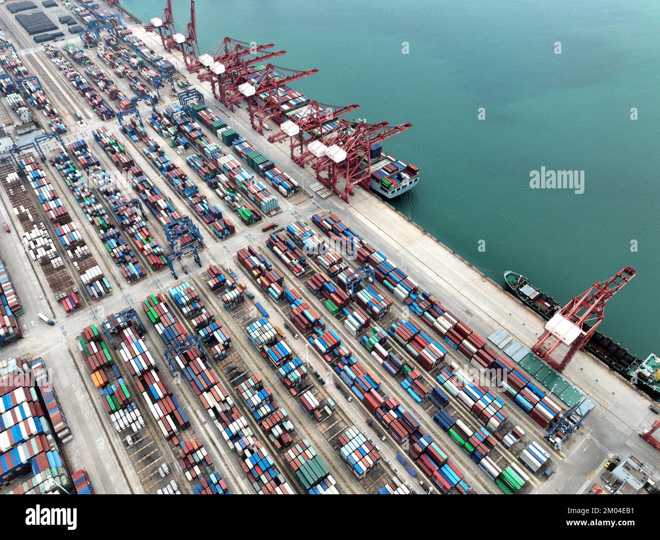 LIANYUNGANG, CHINA - DECEMBER 4, 2022 - Aerial photo shows cargo ...