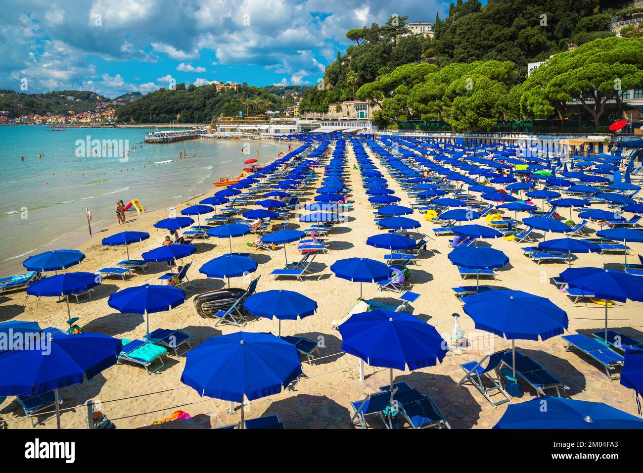 One of the most beautiful and famous Ligurian resort with stunning beaches, Lerici, La Spezia, Liguria, Italy, Europe Stock Photo