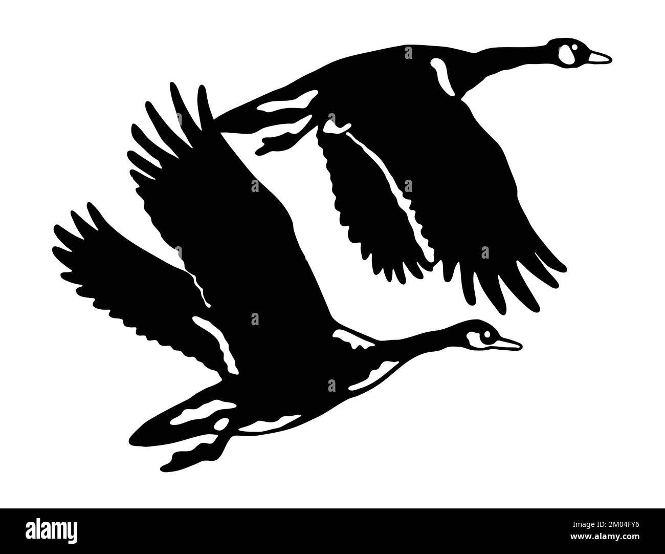 silhouette of flying wild geese Vector illustration Stock Vector Image