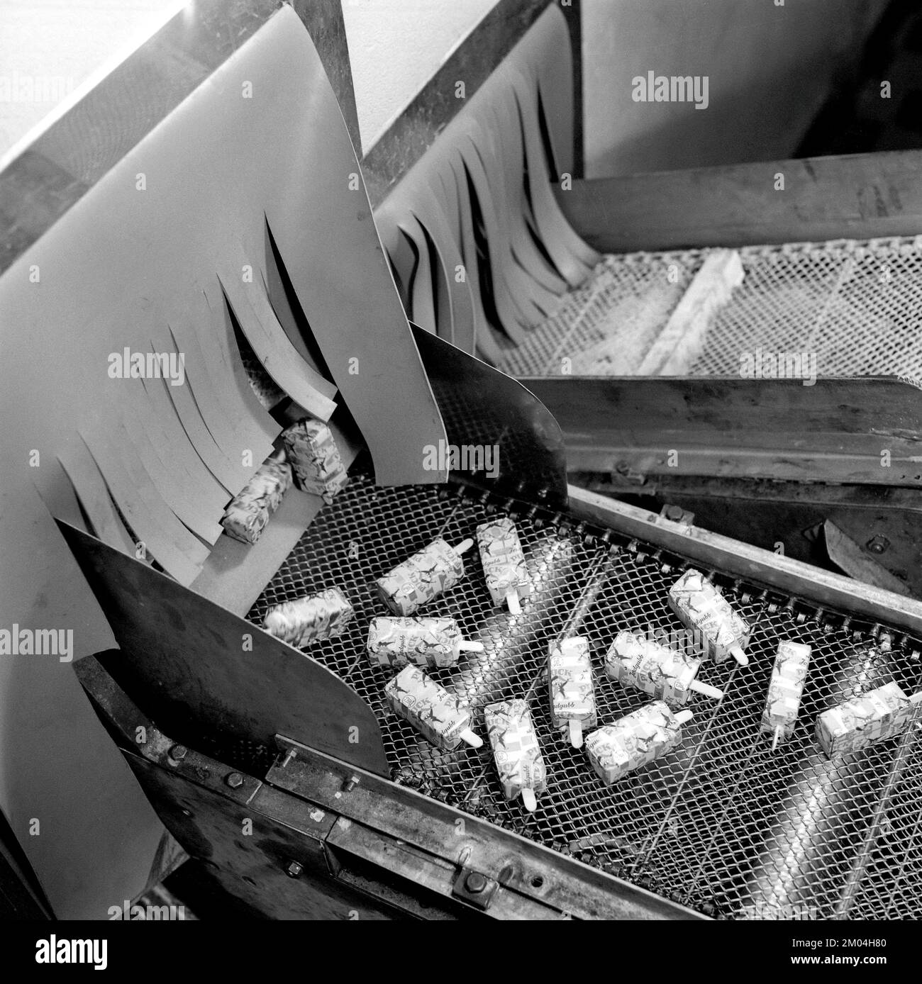 Ice Cream in the 1960s. Interior of a ice cream factory when ice cream