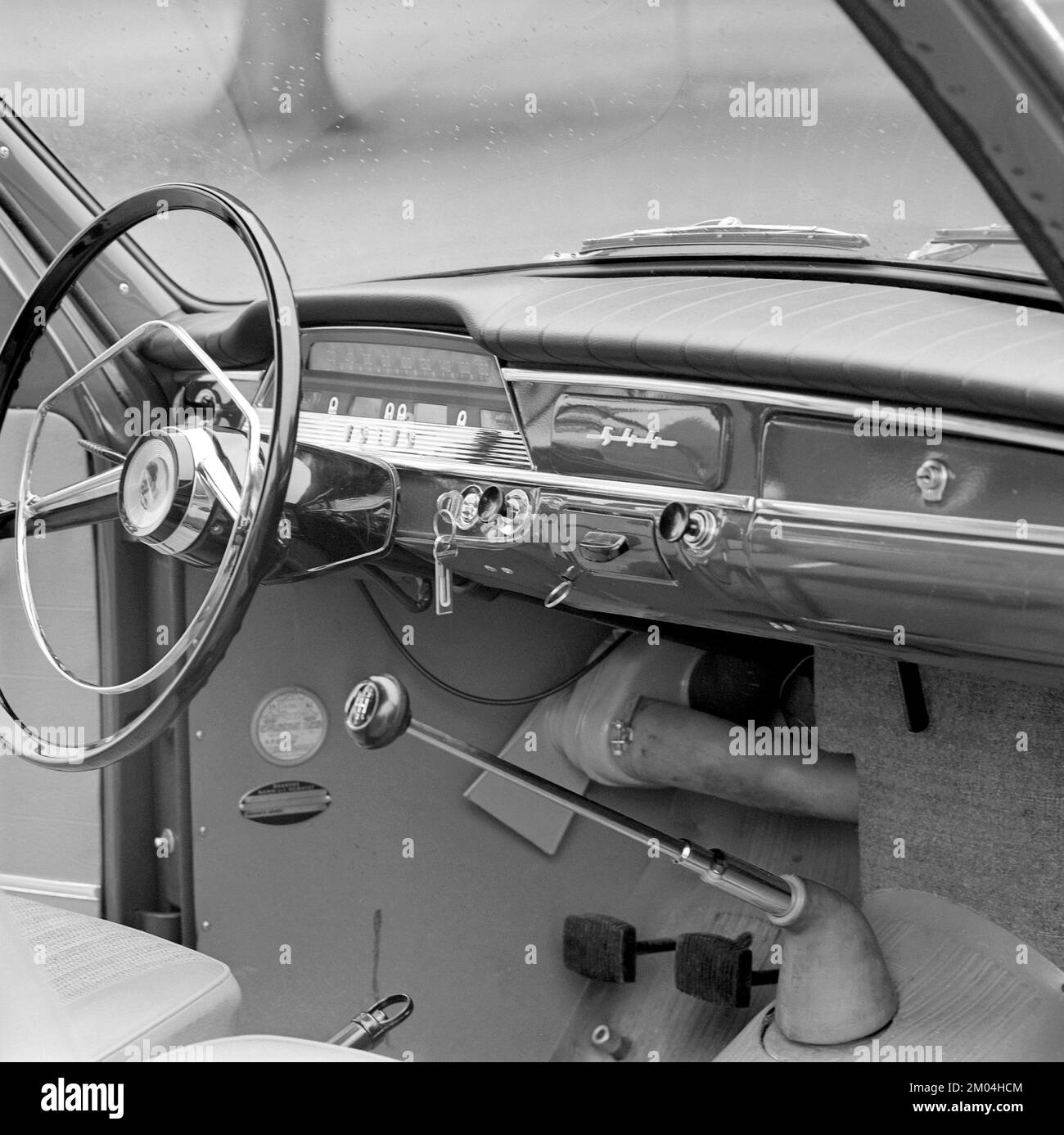 Volvo in the 1960s. The Volvo model PV544 and it's interior in the front seat. In total circa 250 000 cars of the model was made and had been in production since august 25 1958. Stock Photo