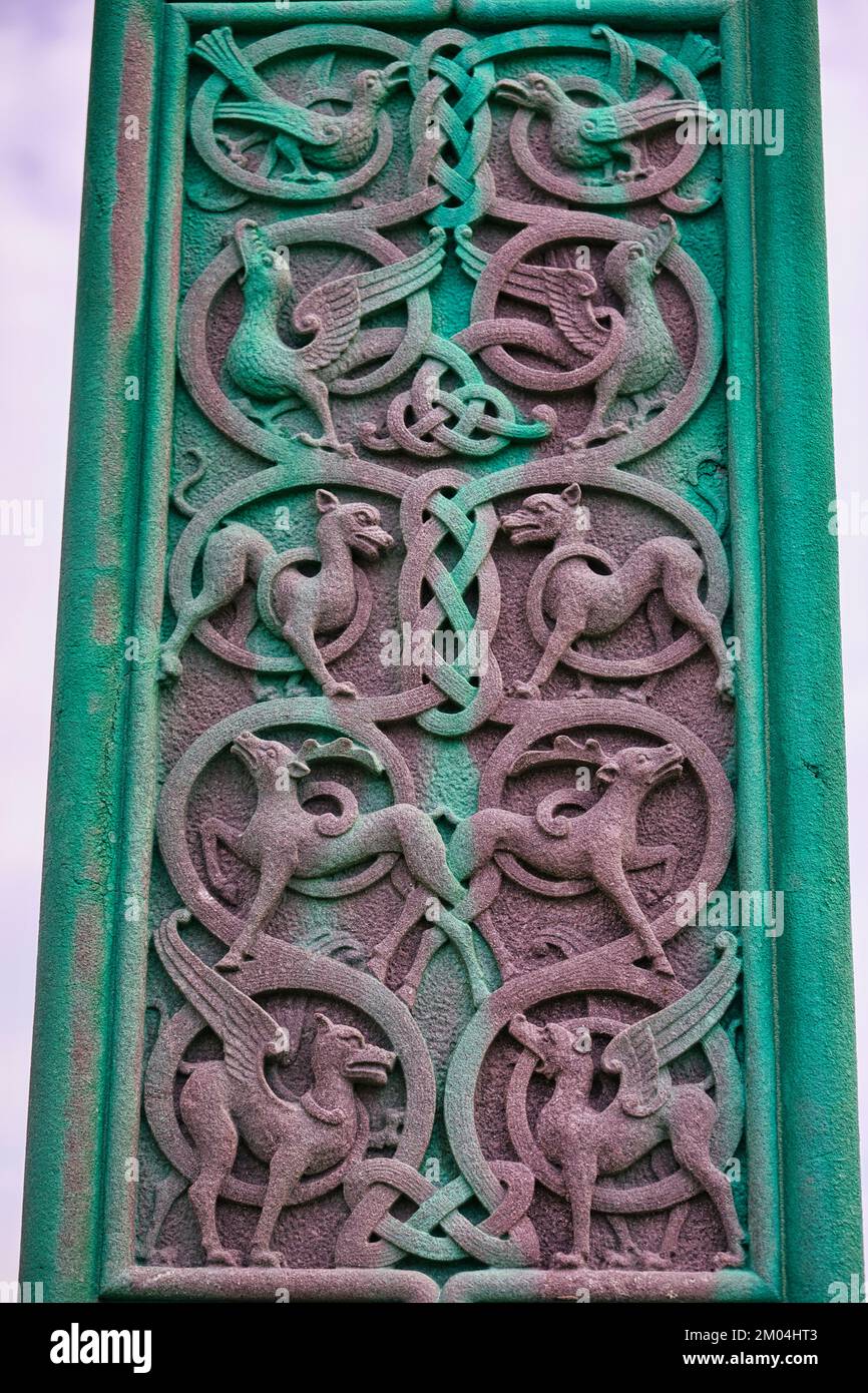 Section of Lord Carbery's Cross depicting biblical scenes, Croachna Hill, West Cork,Republic of Ireland Stock Photo