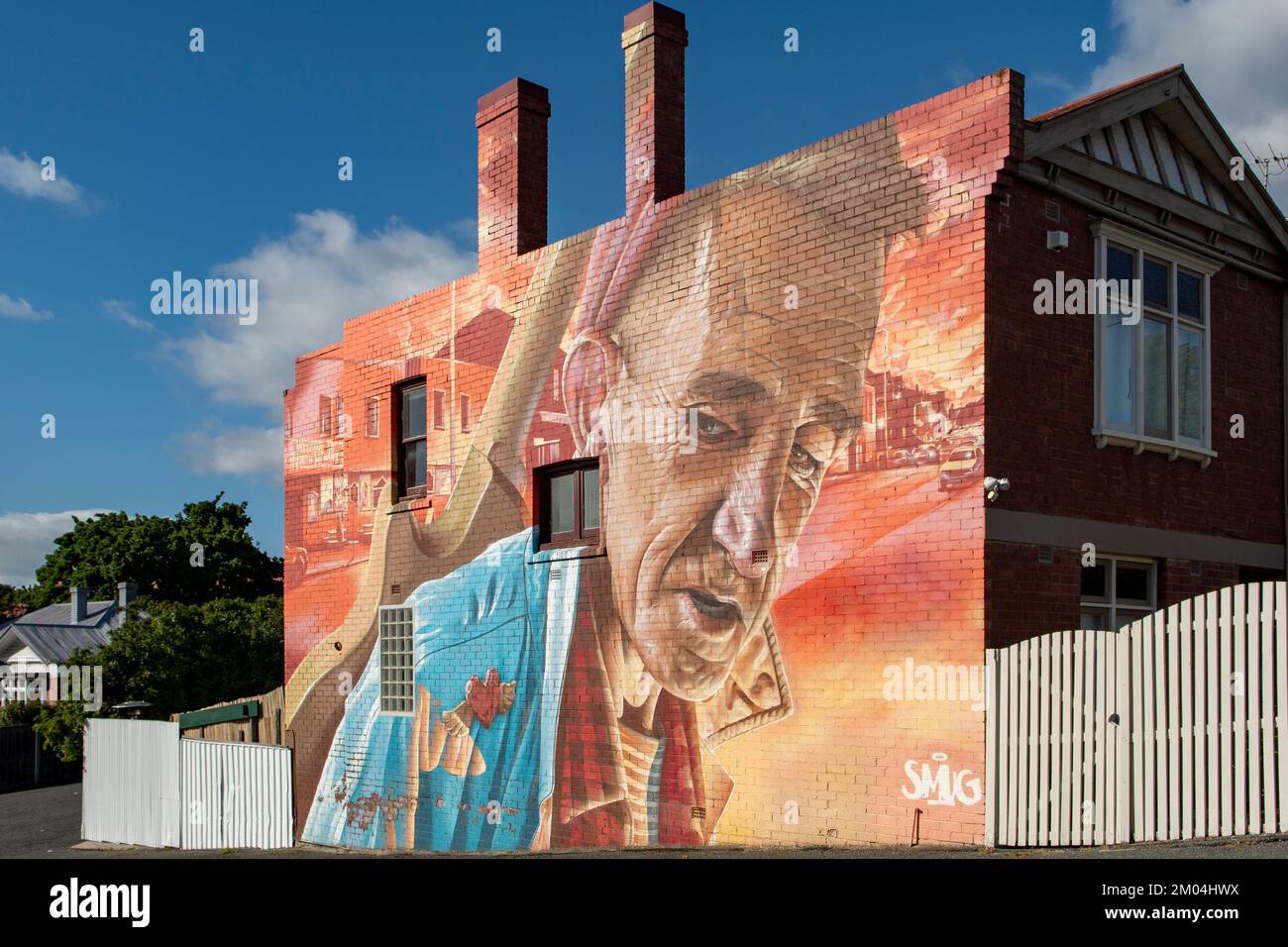 House Wall Mural by Smug, North Hobart, Tasmania, Australia Stock Photo
