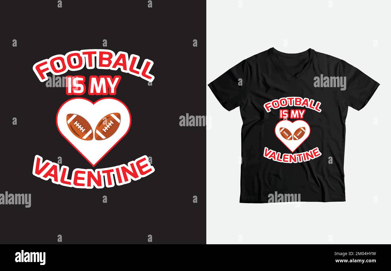 valentines day funny football lover custom t-shirt design Stock Vector