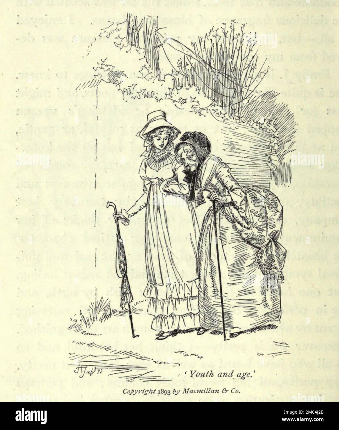 Youth and age illustrated by Hugh Thomson for Our Village is a ...