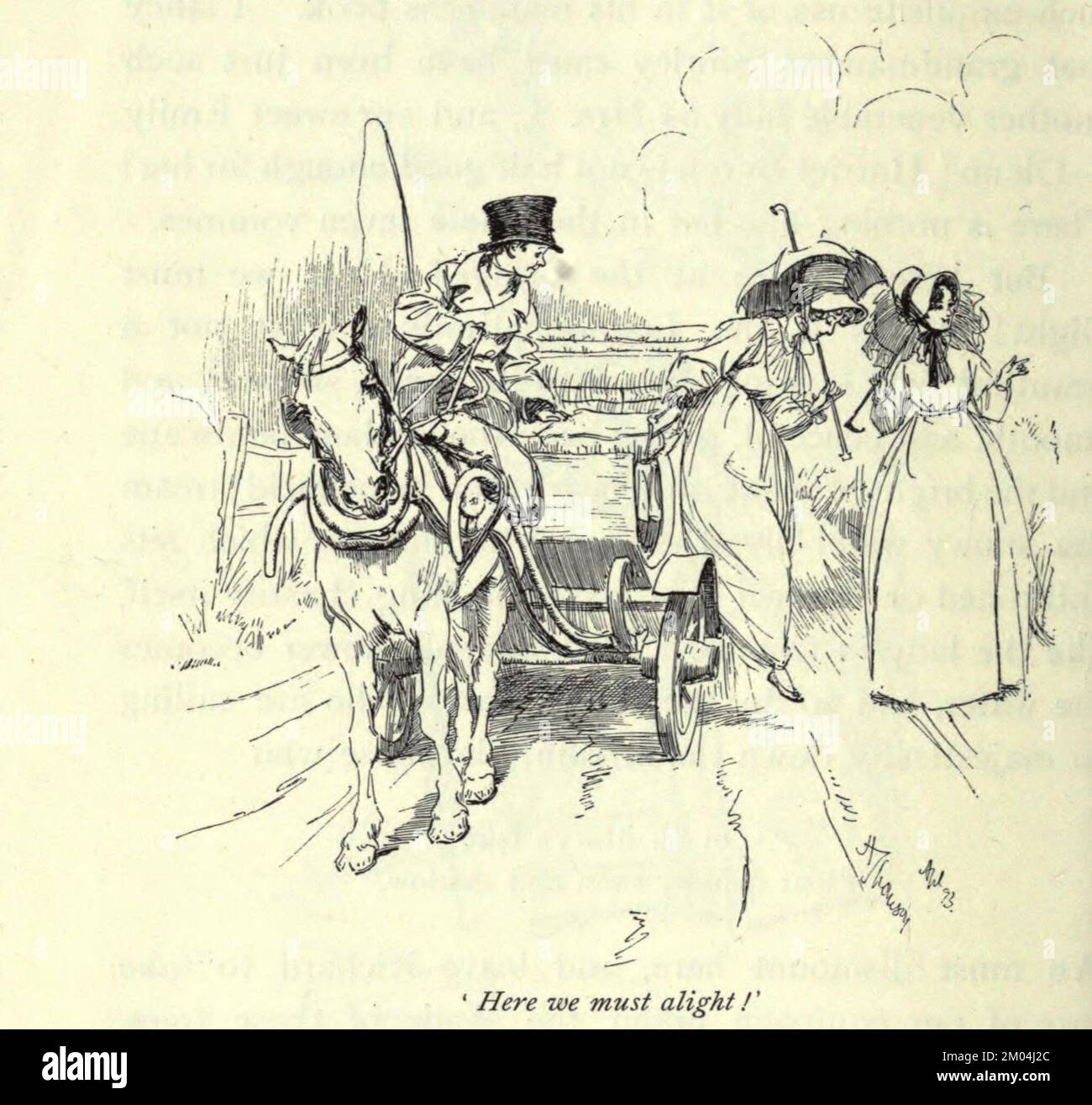 Here we must alight ! illustrated by Hugh Thomson for Our Village is a ...
