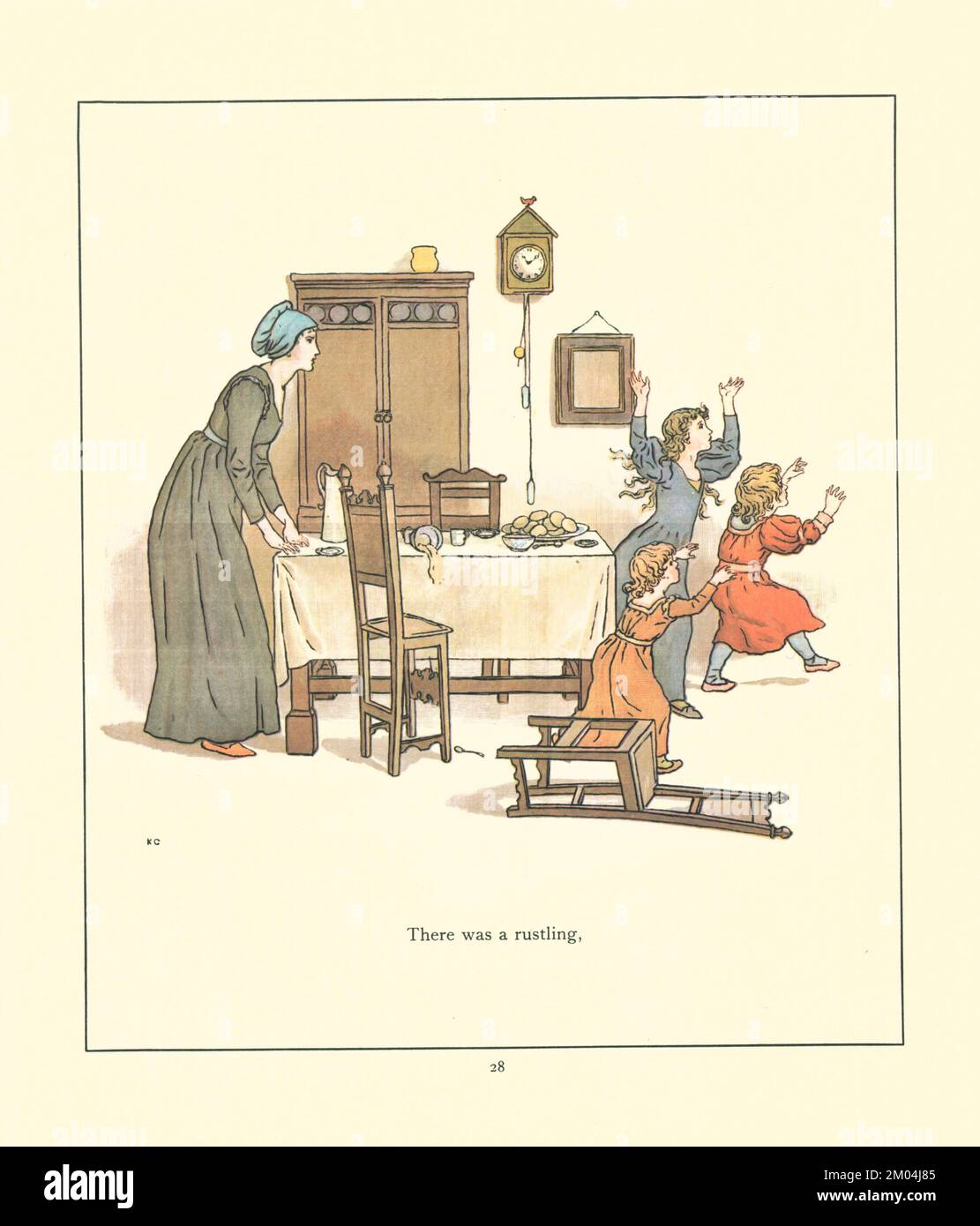 There was a rustling Illustrated by KATE GREENAWAY (1846-1901) English artist and writer. for The Pied Piper of Hamelin by Robert Browning, 1812-1889 Published by Warne in 1910 Stock Photo