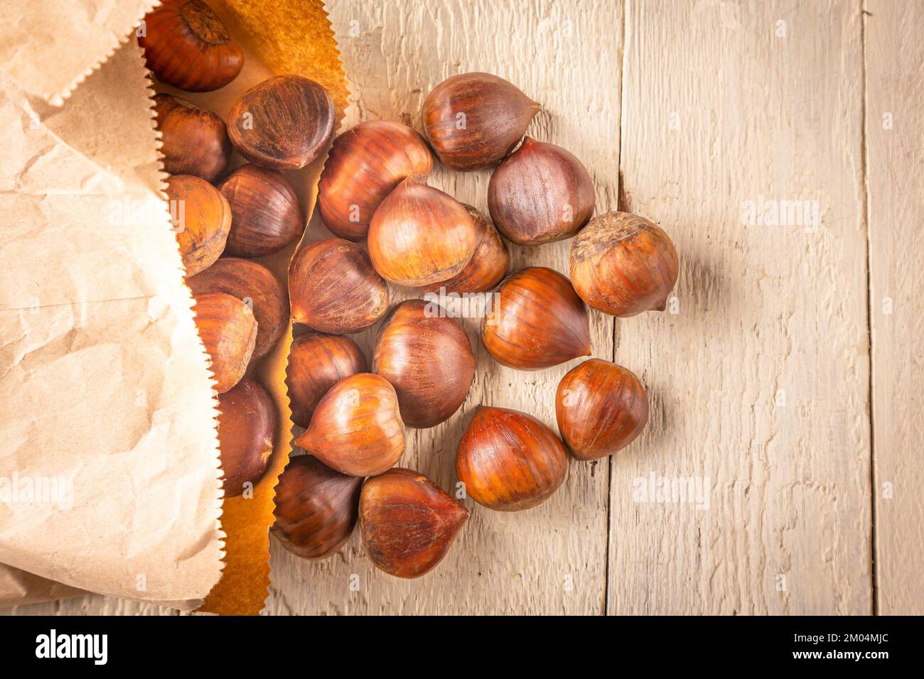Chestnuts on a flat surface Stock Photo