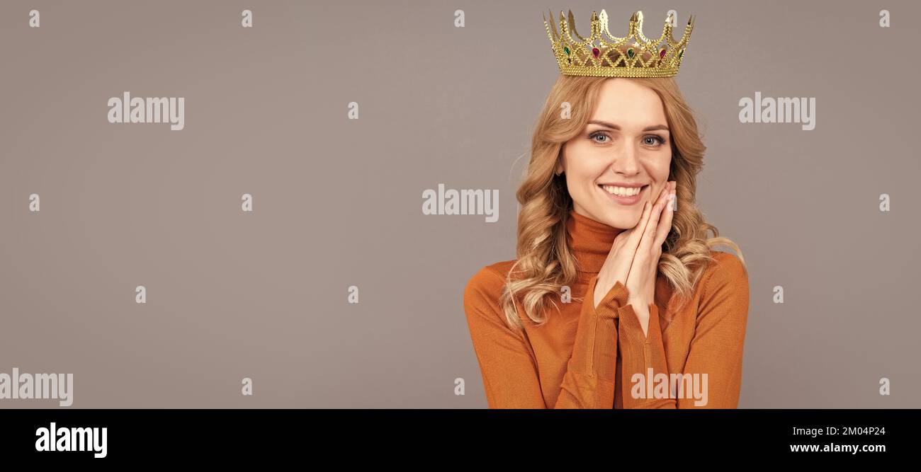 queen and smiling king with crowns holding hands isolated on grey Stock  Photo - Alamy