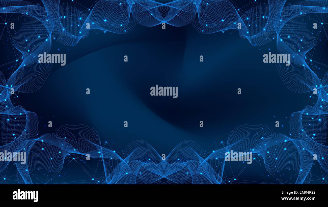 Abstract plexus background with connected lines and dots. Wave flow. Plexus geometric effect Big data with compounds. Lines plexus, minimal array Stock Photo