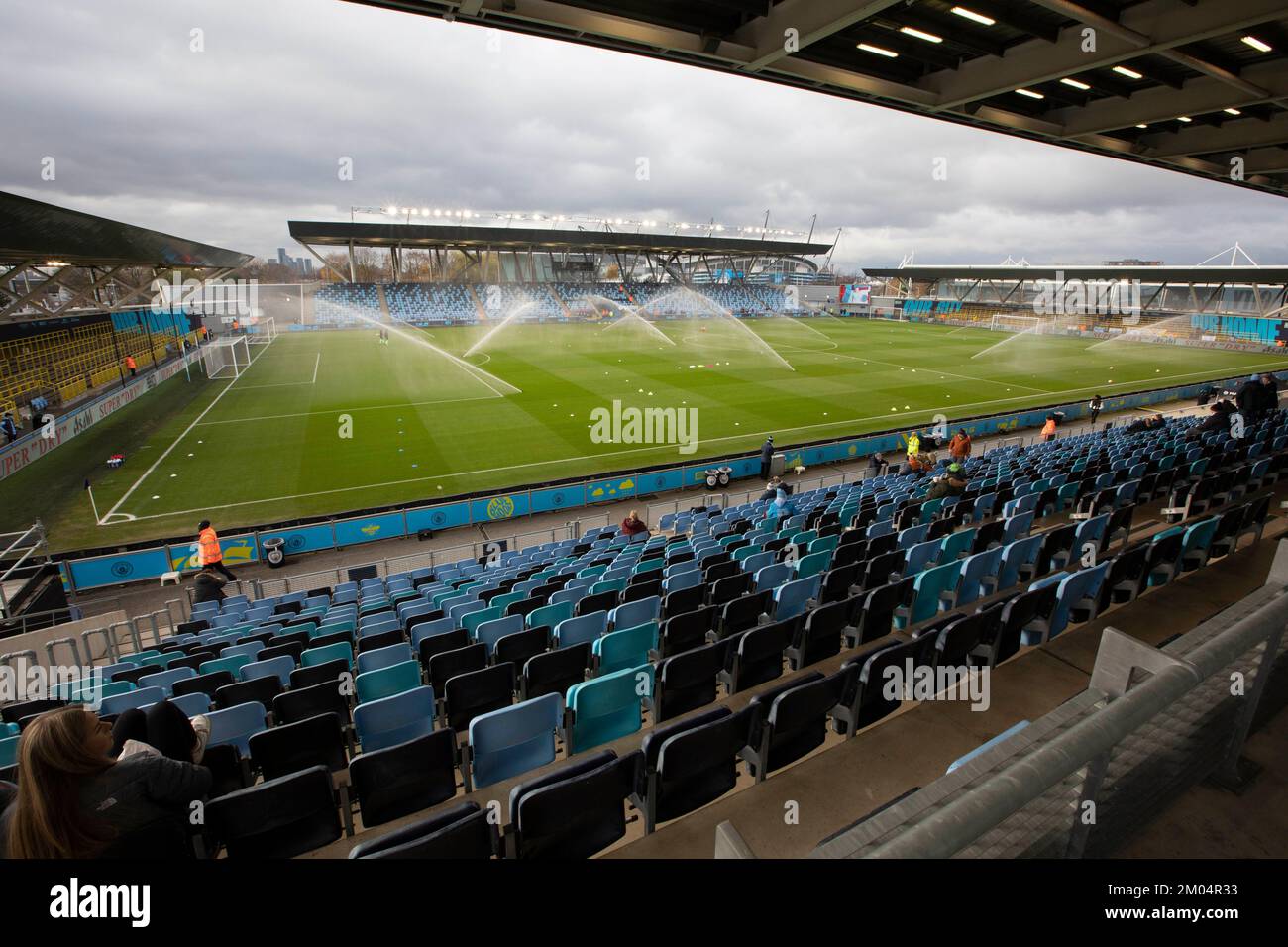 Manchester, UK. 04th Dec, 2022. Interior view of the Academy stadium ahead of the The FA Women's Super League match Manchester City Women vs Brighton & Hove Albion W.F.C. at Etihad Campus, Manchester, United Kingdom, 4th December 2022 (Photo by Conor Molloy/News Images) in Manchester, United Kingdom on 12/4/2022. (Photo by Conor Molloy/News Images/Sipa USA) Credit: Sipa USA/Alamy Live News Stock Photo