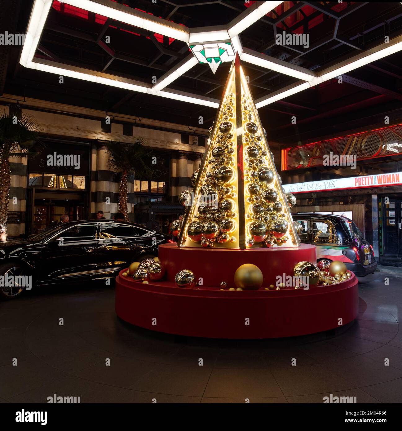 Christmas Tree and Taxi Rank outside the Savoy Hotel, The Strand
